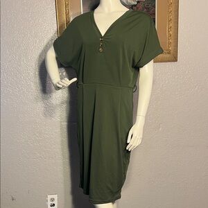 SHEIN Olive Buttoned Mini Dress